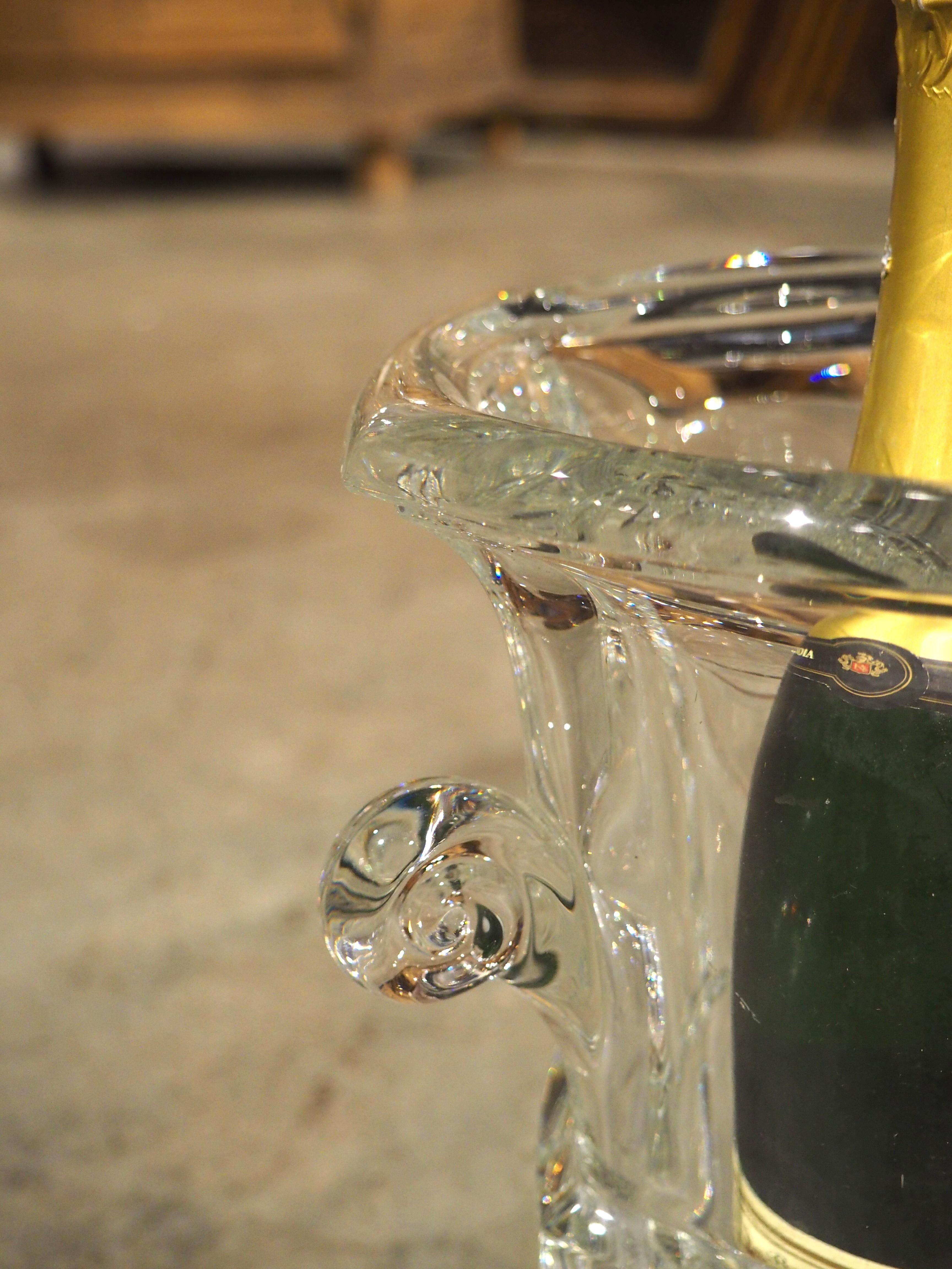 20th Century A French Crystal Champagne Bucket with Escutcheon