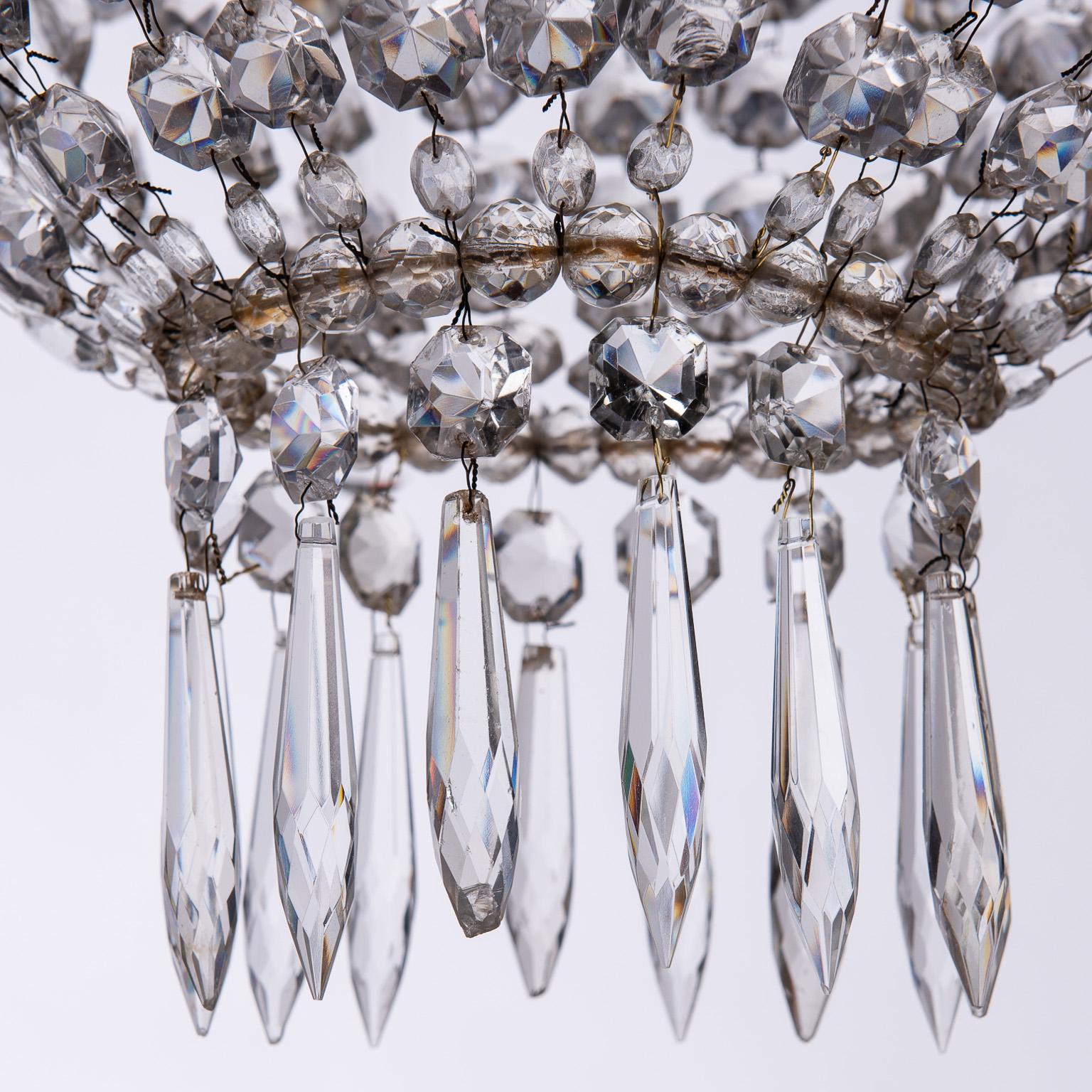 French Crystal Three-Light Chandelier, circa 1900 For Sale 1