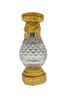 A Louis XVI style Cut Crystal and Gilt Bronze  Ampoule  Shaped Bud Vase