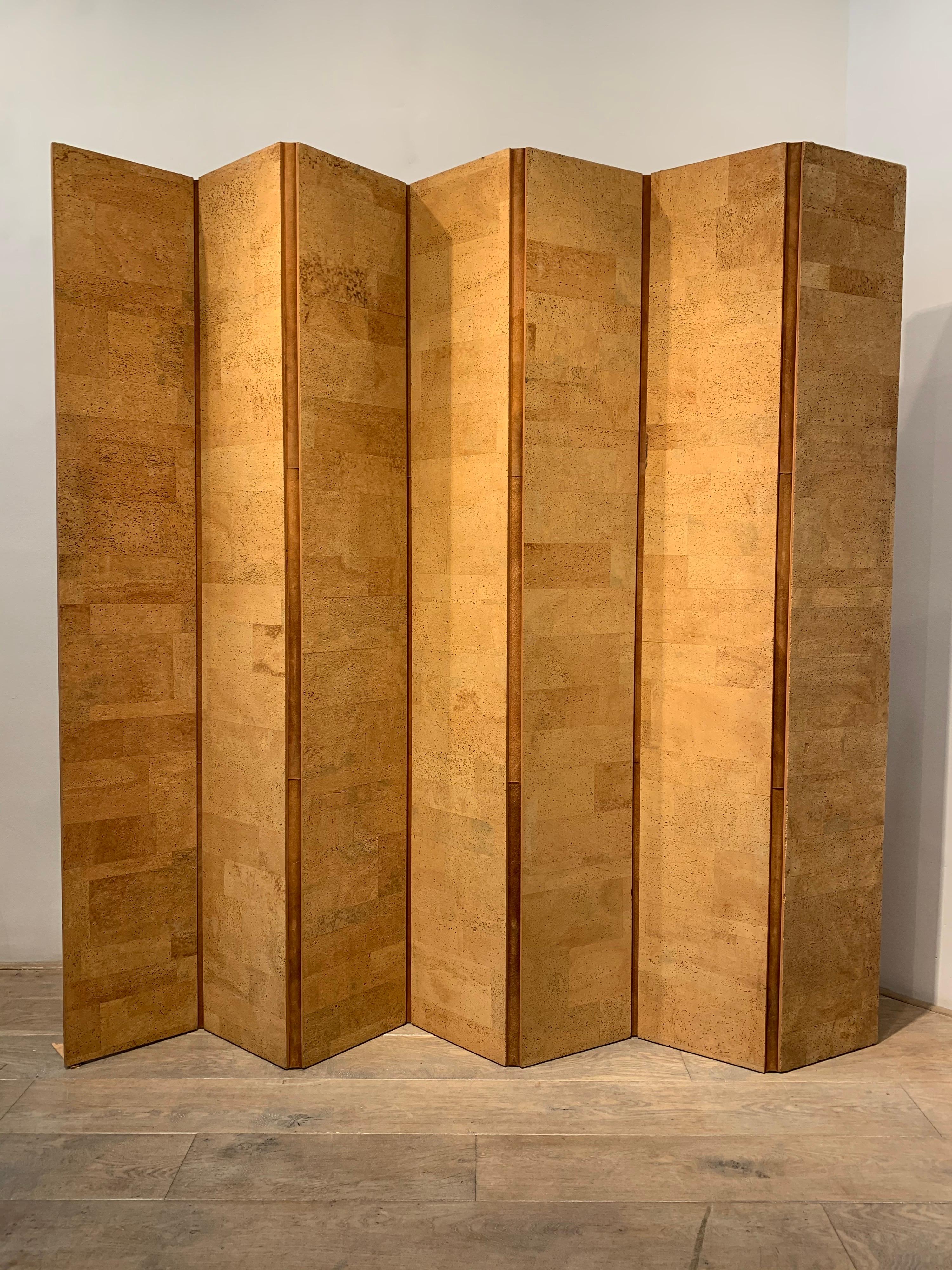 Late 20th Century A French Decorative Cork Screen, 1970s