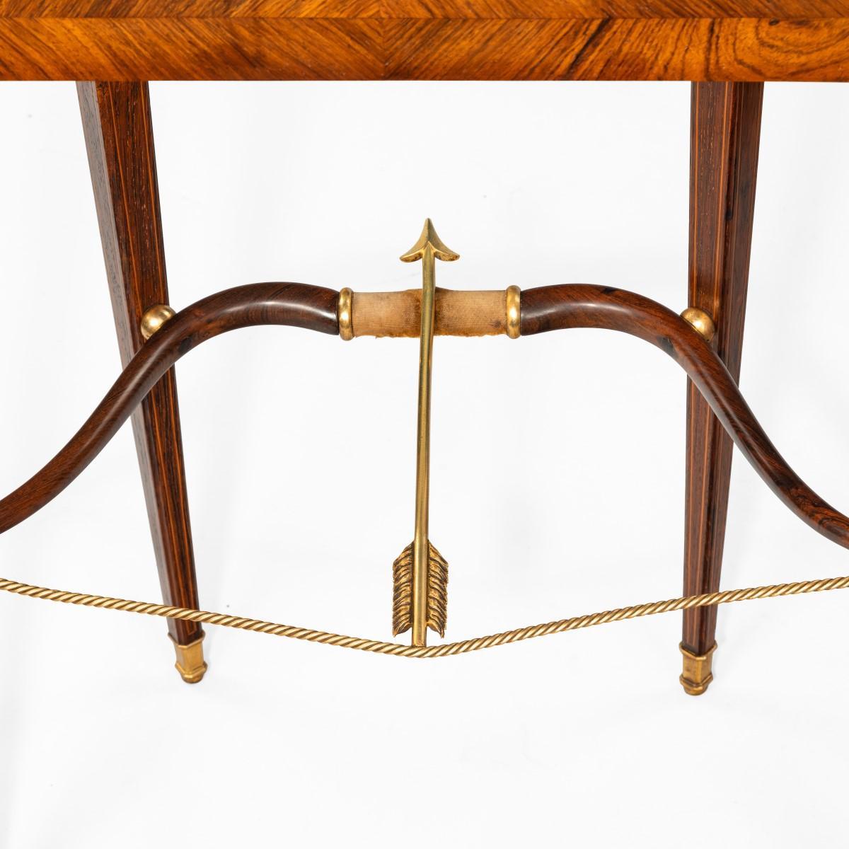 French Demilune Rosewood Bow and Arrow Table by Georges-François Alix For Sale 1