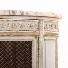 A French Demilune Painted Console Cabinet with Marble Top, C. 1900.