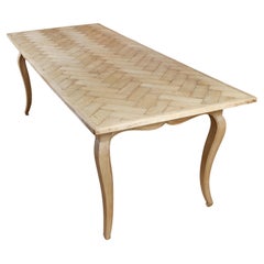 French Dining Table with Herringbone Design