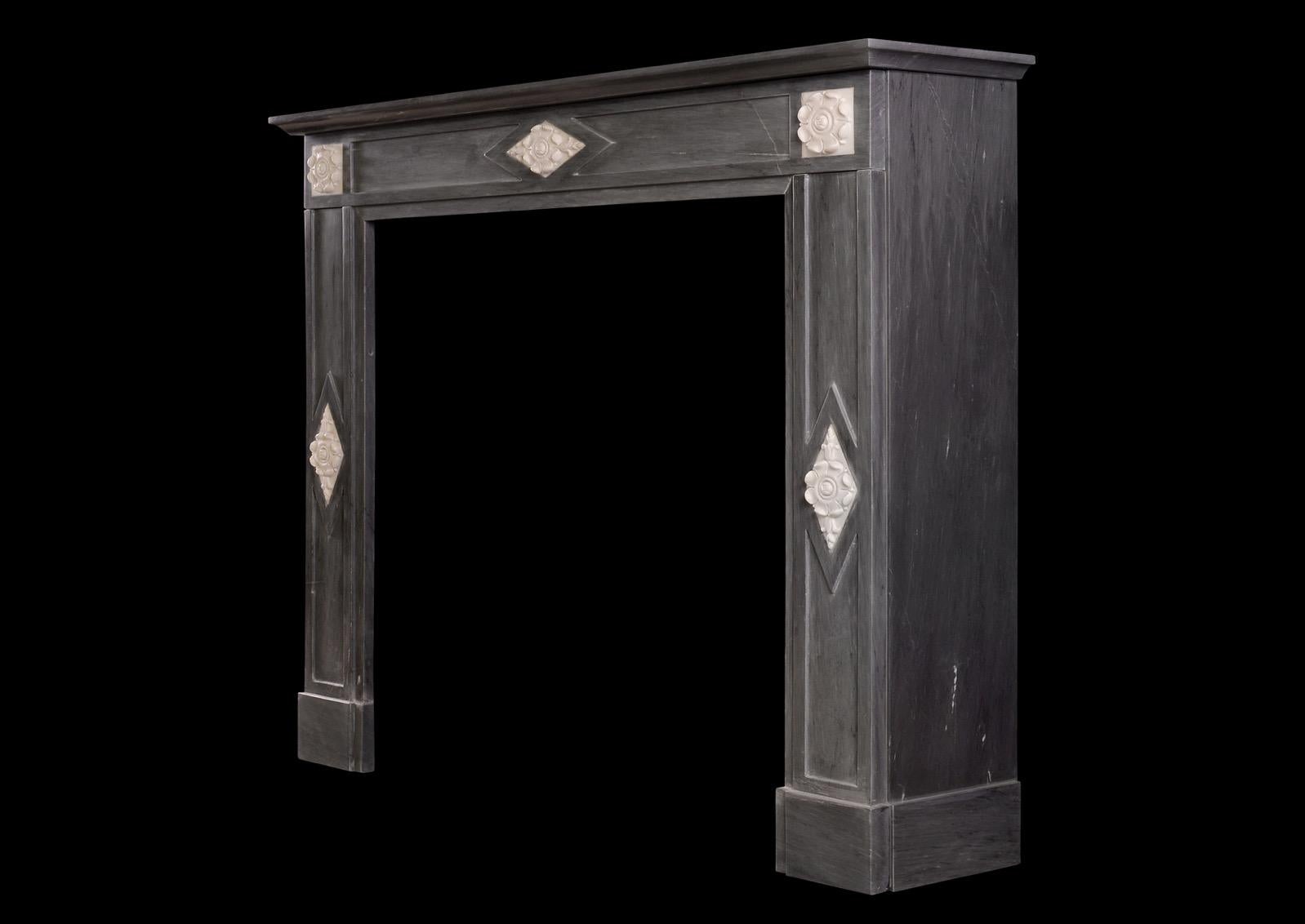 Contemporary A French Directoire Fireplace in Grey Bardiglio Marble. For Sale