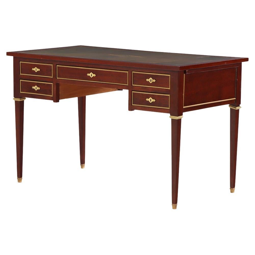 A French Directoire style Leather Top Mahogany Writing Desk, C. 1950. For Sale