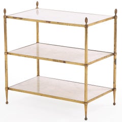 A French Directoire style Marble and Brass Three-Tier Table, C. 1945.
