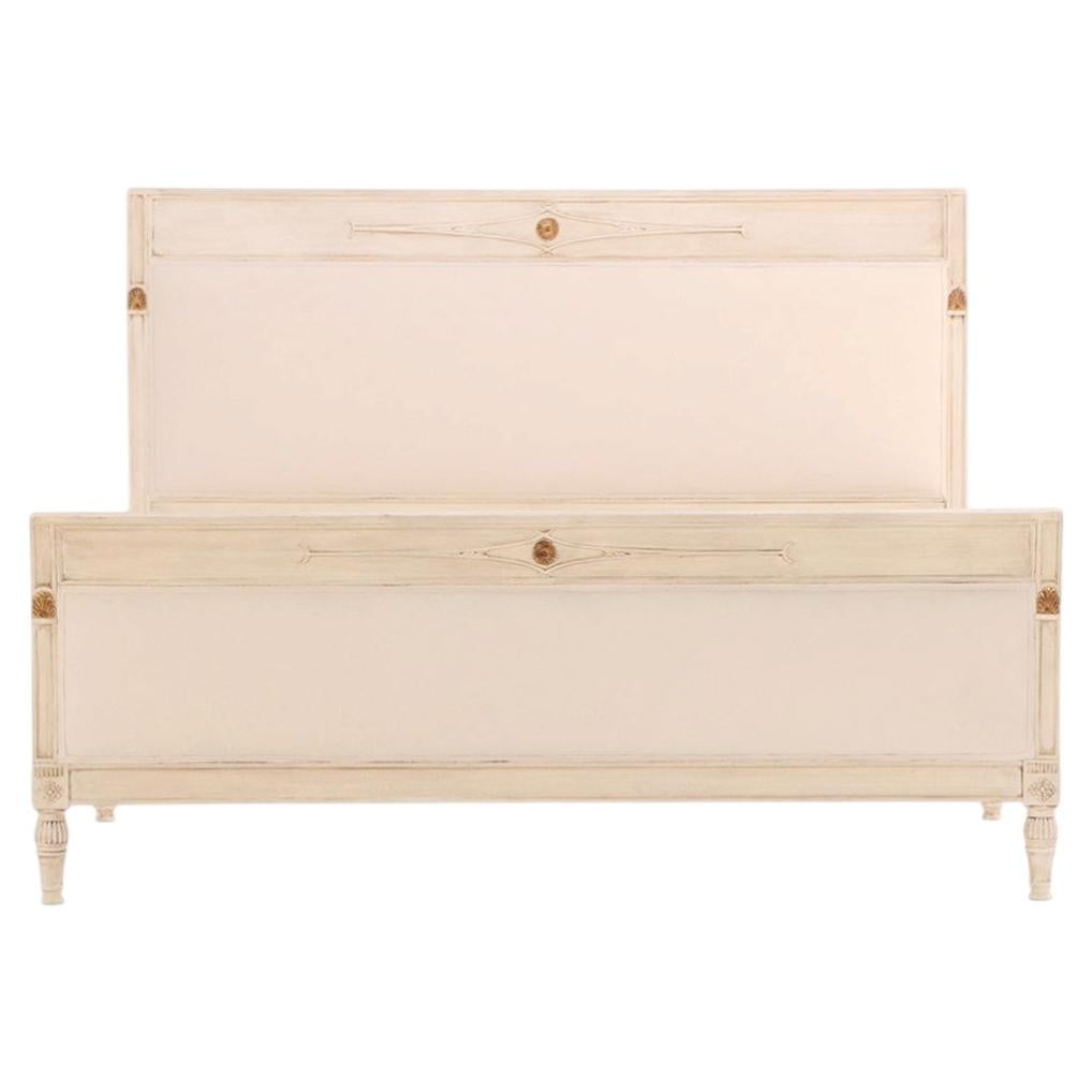 A French Directoire Style Painted and Carved Queen Bed, C. 1950.