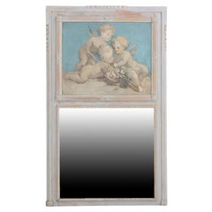 Miroir Trumeau peint de style Directoire français, vers 1900.