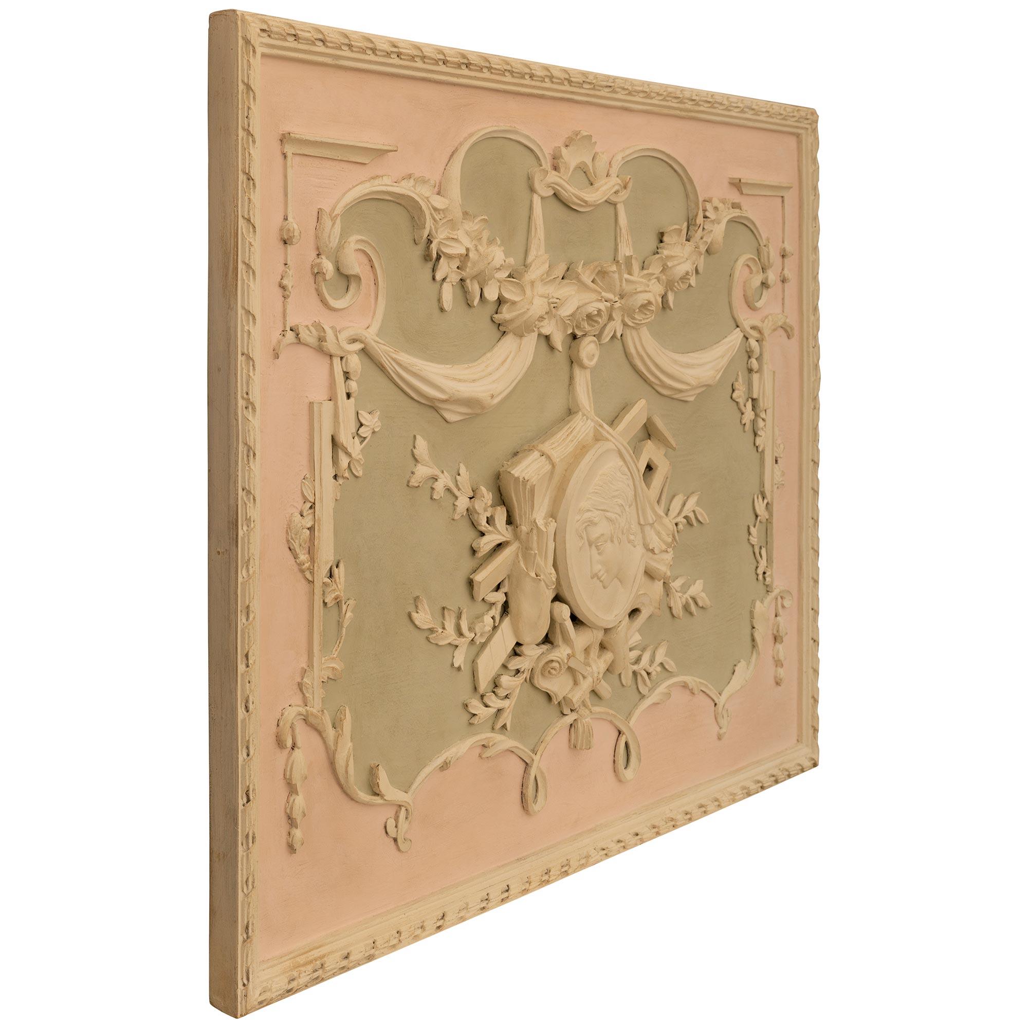 Patinated A French early 19th century Louis XVI st. patinated Wood wall panel For Sale