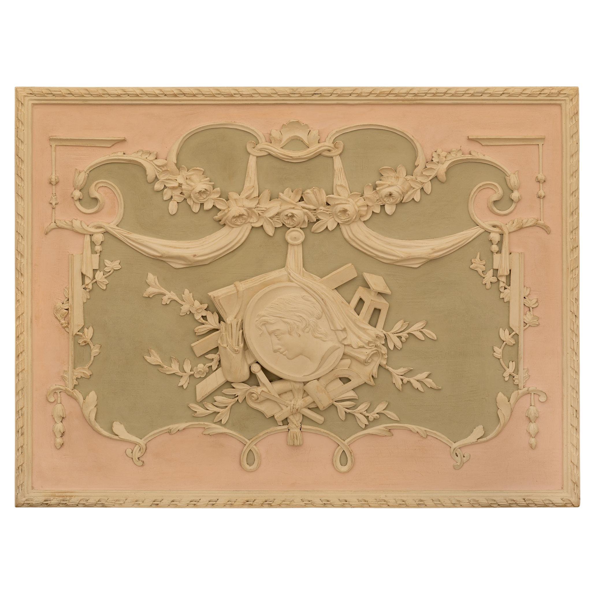A French early 19th century Louis XVI st. patinated Wood wall panel For Sale
