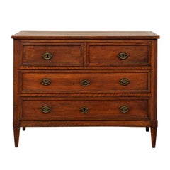 French Early 19th Century Walnut Wood Chest of Drawers Raised on Tapered Legs