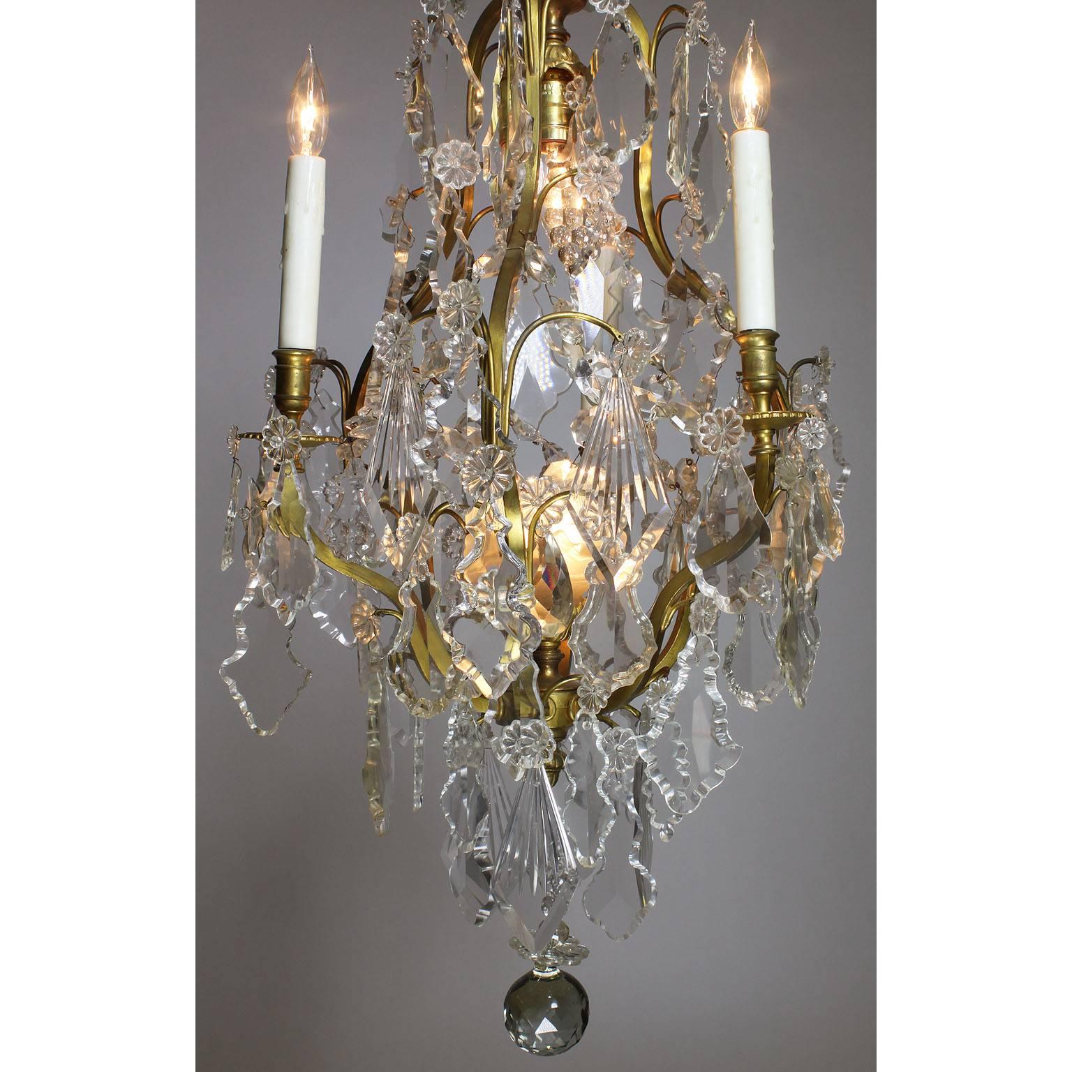 Metal French Early 20th Century Louis XV Style Gilt-Bronze and Cut-Glass Chandelier For Sale