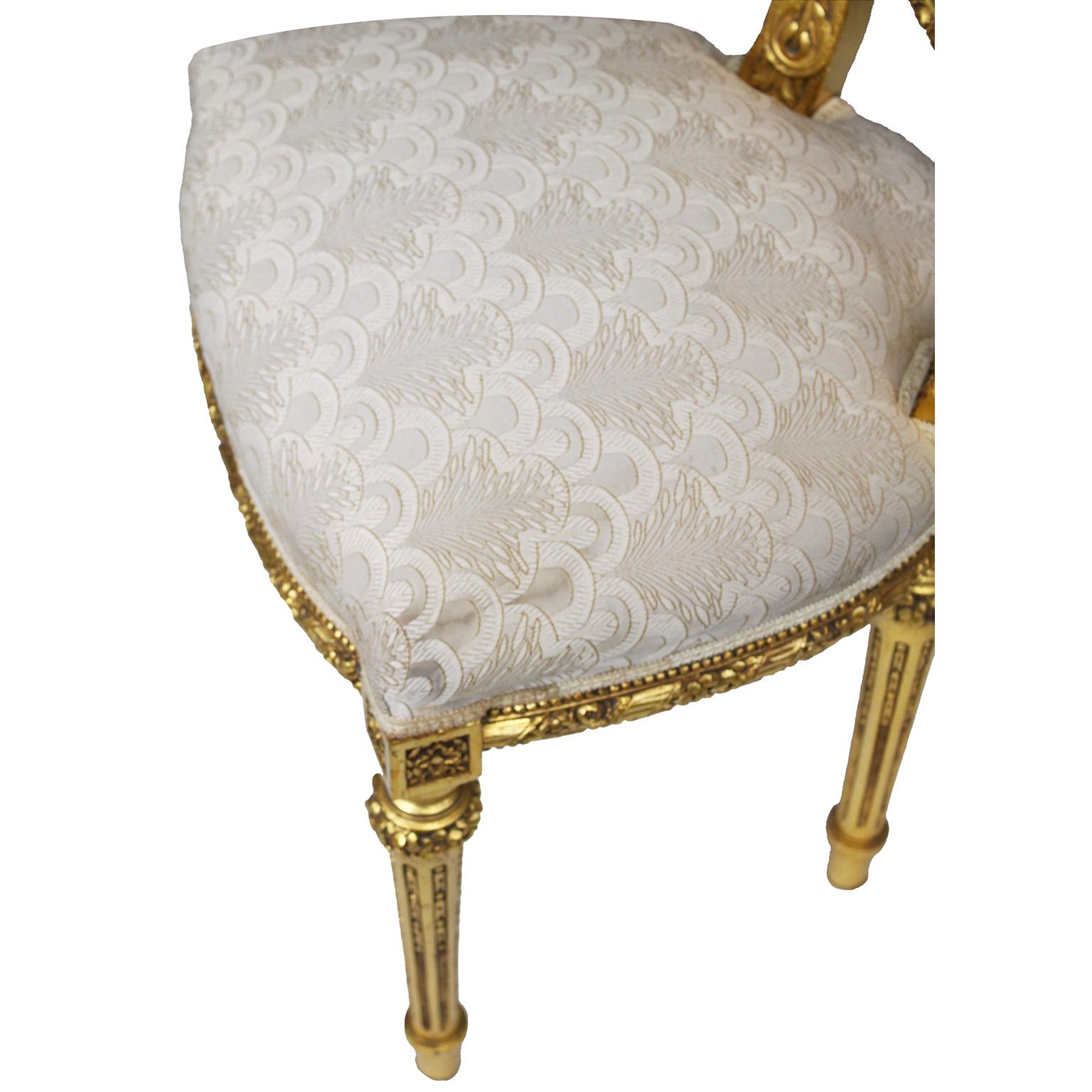Französische 9-teilige Salon-Suite im Louis-XVI-Stil aus geschnitztem Giltholz, Anfang des 20. im Angebot 13