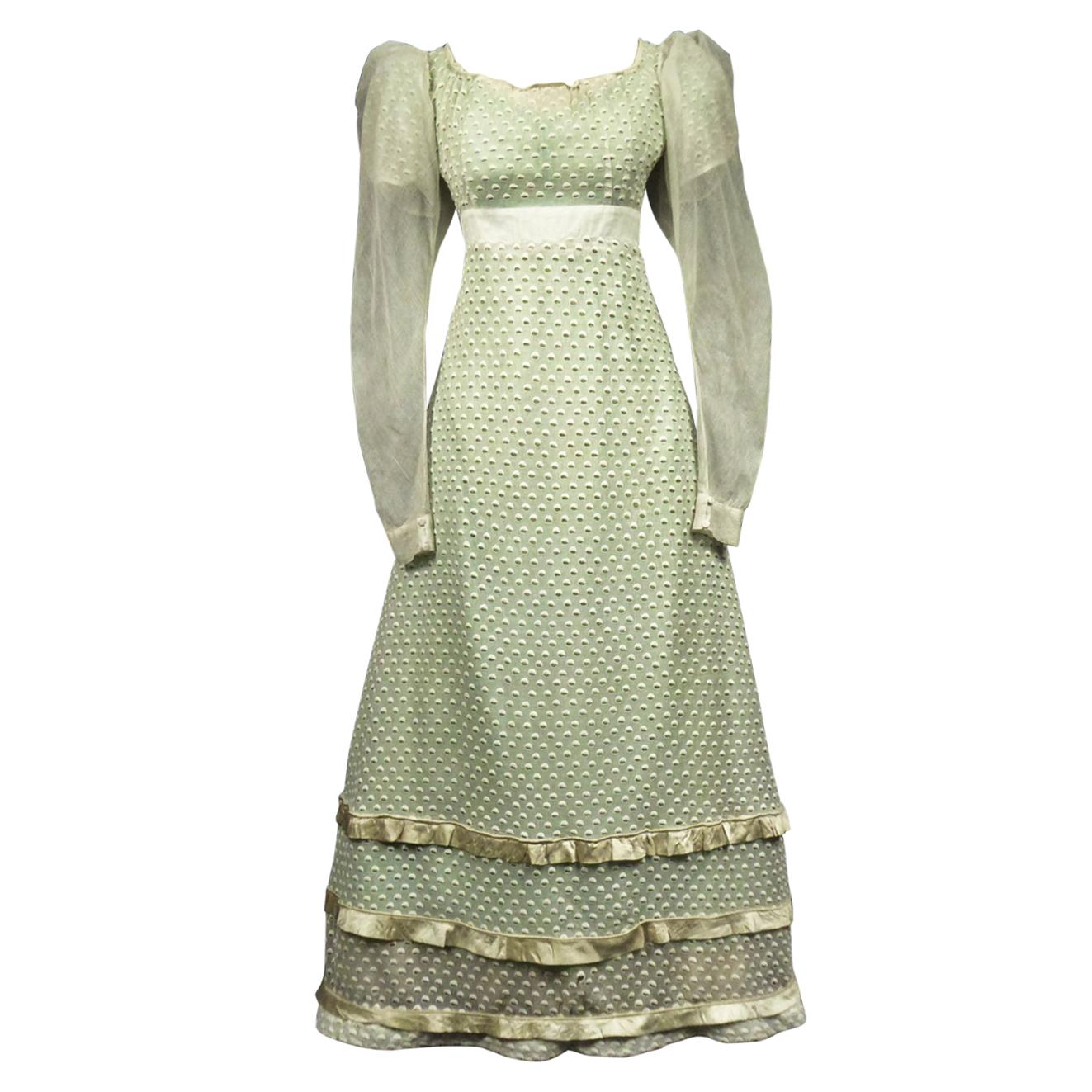 A French Early Regency White Embroidered Day Dress – Circa 1815-1820