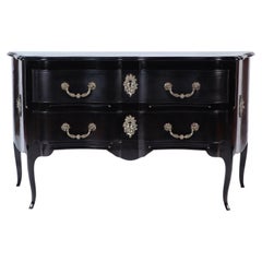 French Ebonized Two Drawer Commode with Bronze Mounts, circa 1940