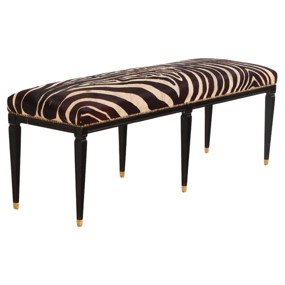 A French ebonized wooden bench, C. 1950.