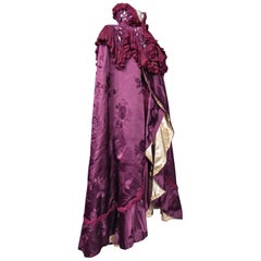 A French Edwardian Couture Evening Silk Cape with Medici Collar circa 1900