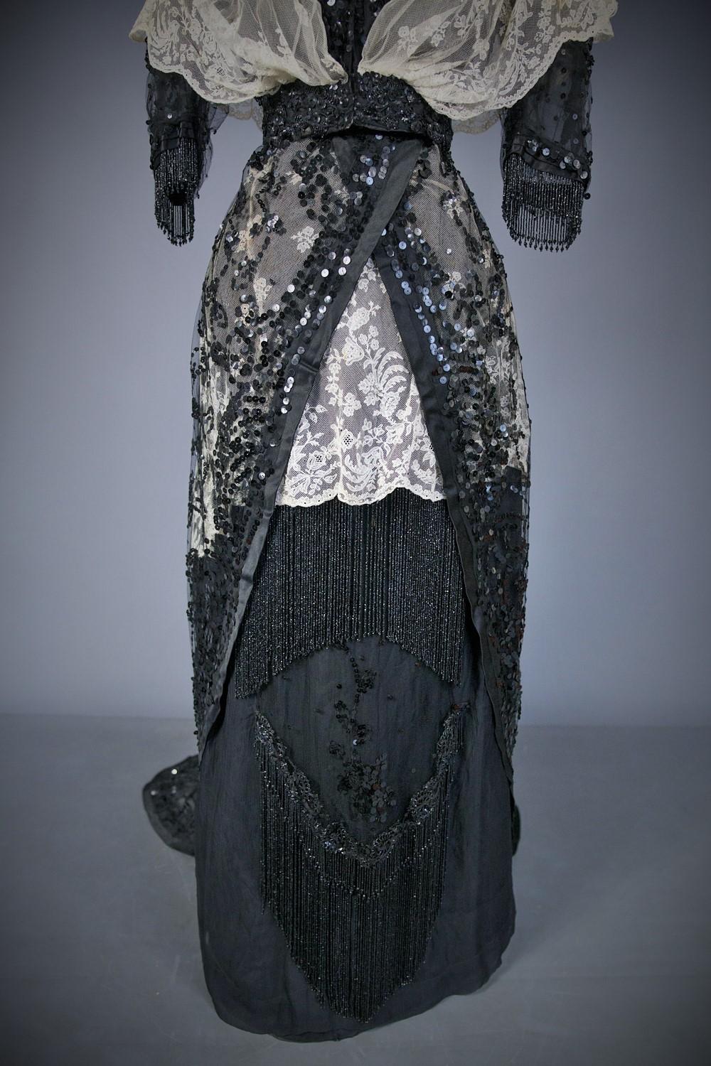A French Edwardian Tulle Embroidered Evening Dress Circa 1900 1