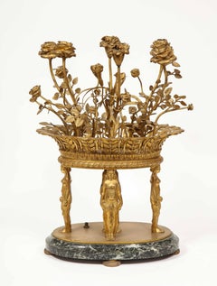 French Egyptian Revival Gilt Bronze and Marble Candelabra Centerpiece