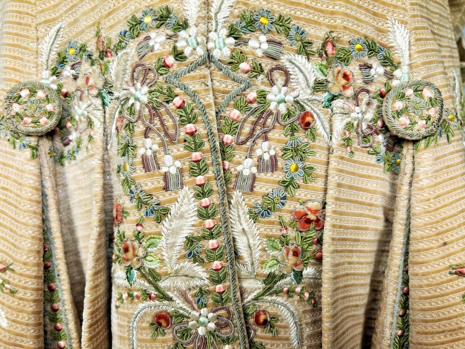 A French Embroidered Velvet Court Habit and Waistcoat Circa 1780 6