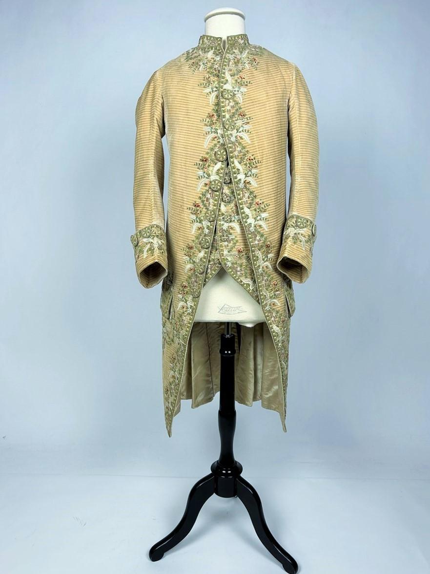 A French Embroidered Velvet Court Habit and Waistcoat Circa 1780 In Good Condition In Toulon, FR