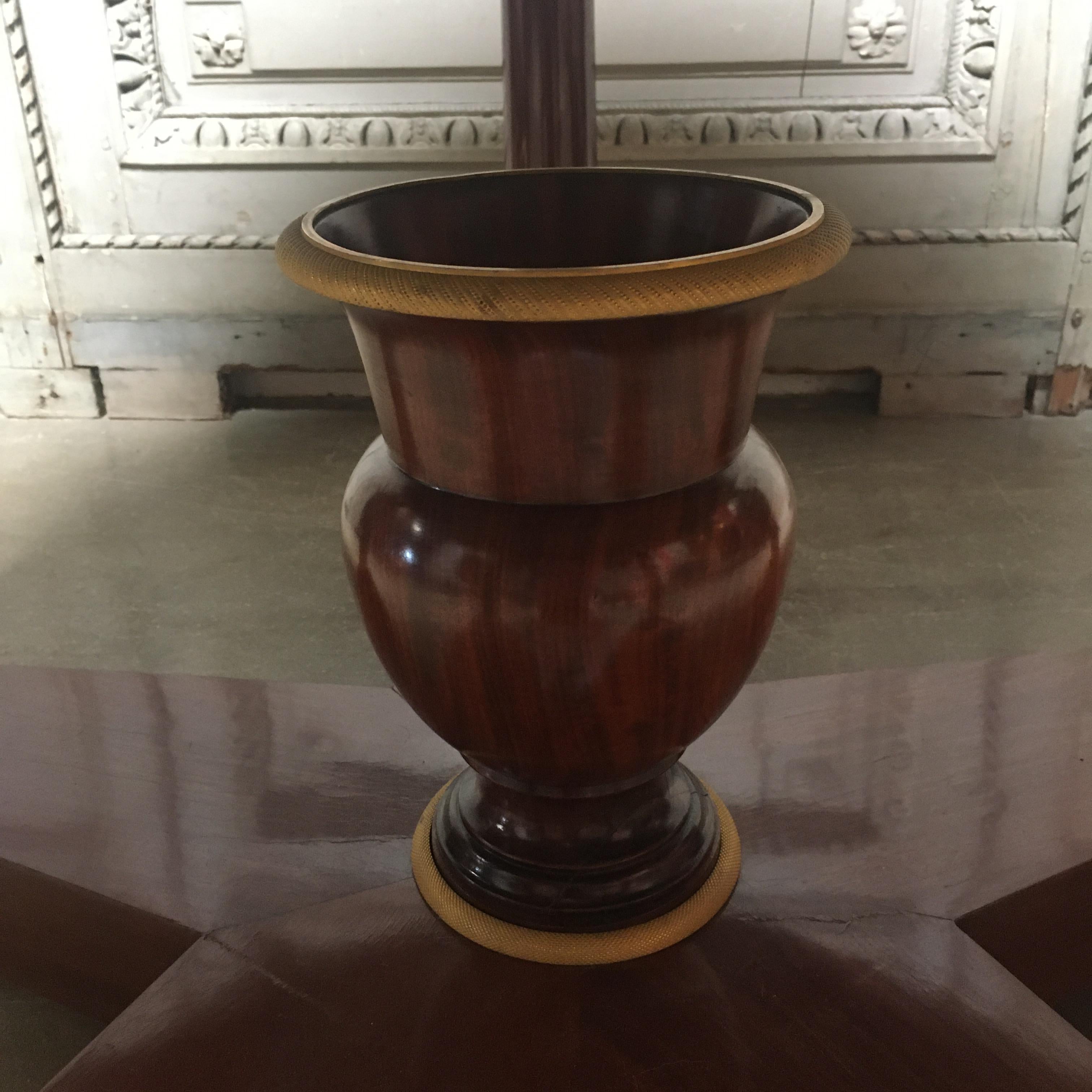 Carved French 19th Century Empire Mahogany Center Table with Bronze Ormolu Mounts For Sale