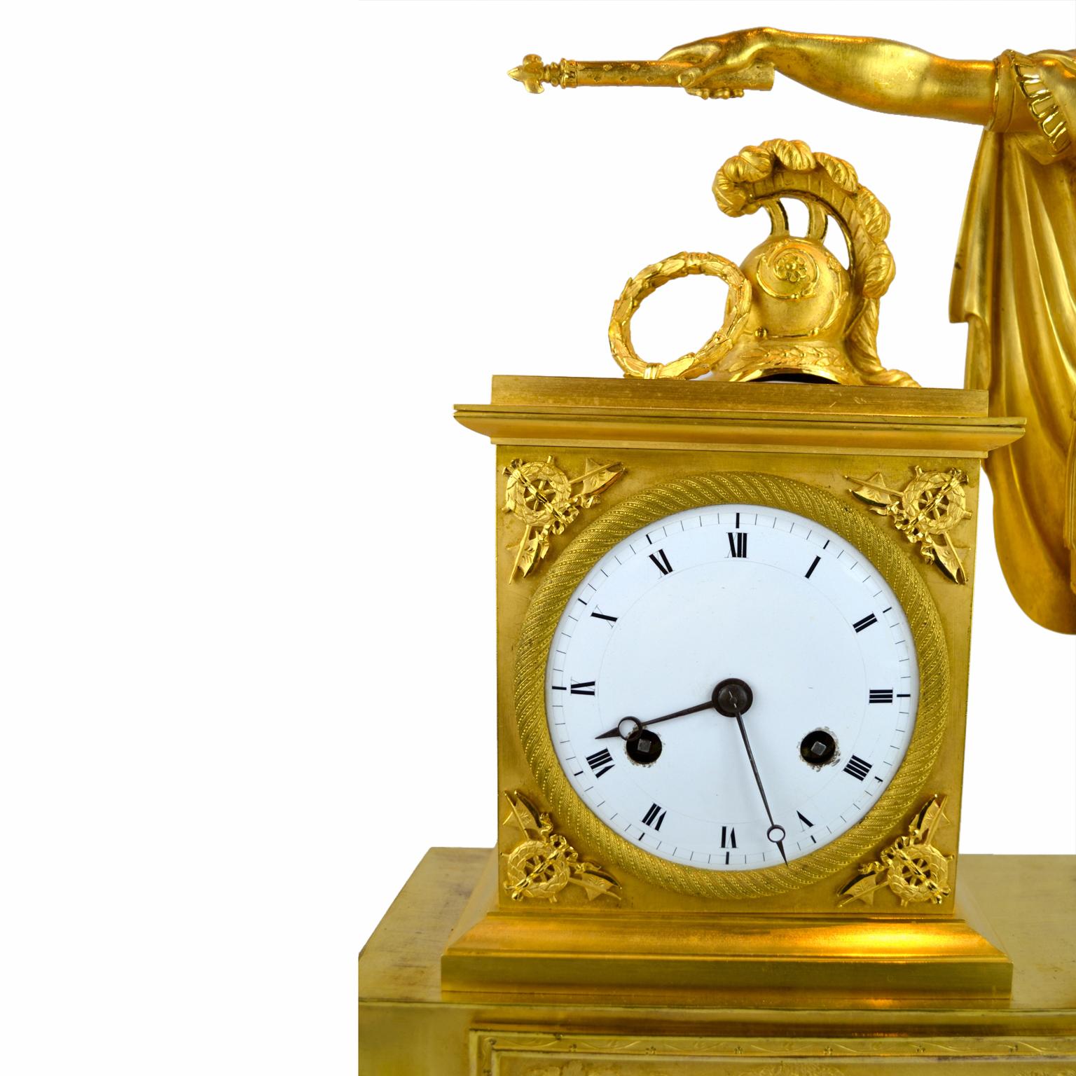 XIXe siècle Horloge Empire française représentant Louis XVI habillé comme Caesar en vente