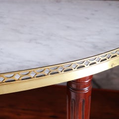 French, Empire Demi-Lune Dessert Console with Galleried Marble Top