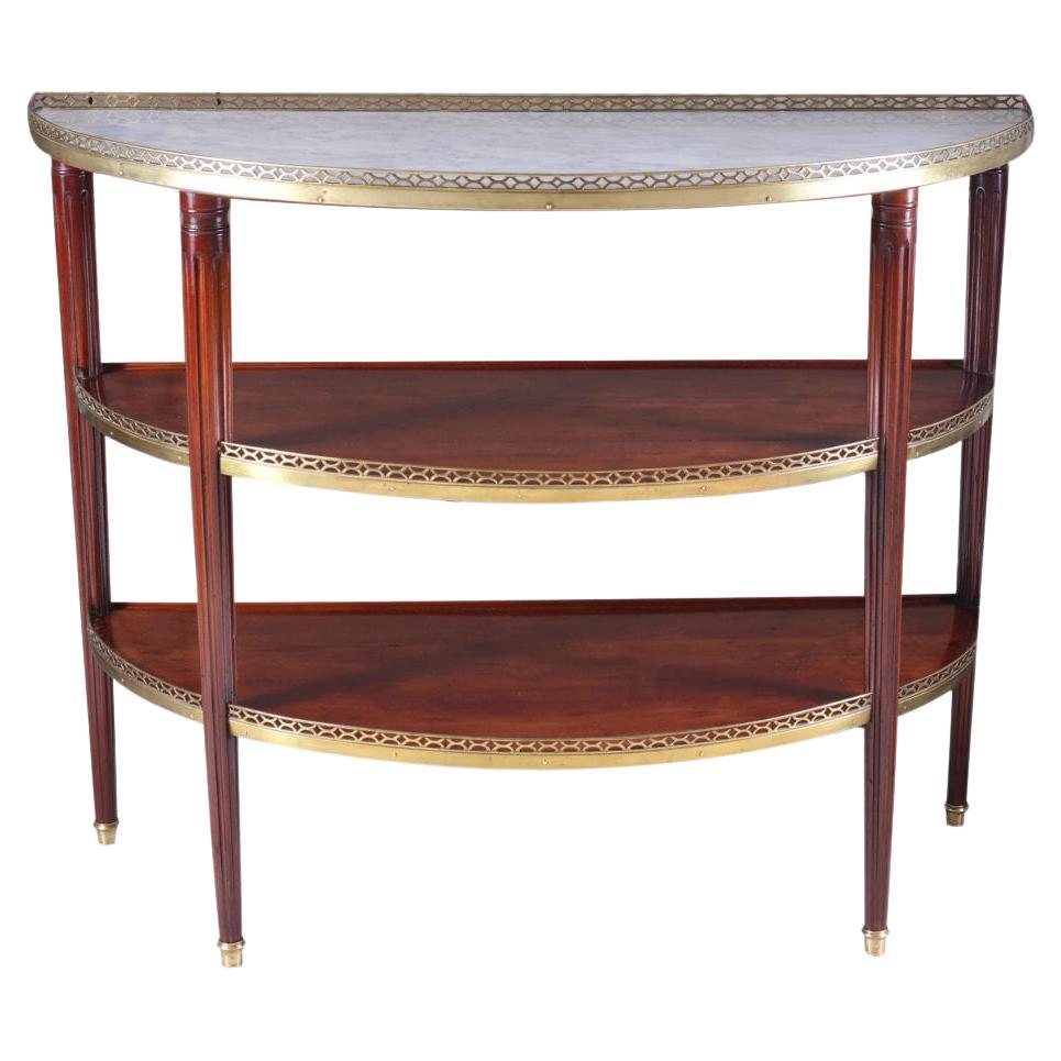 French, Empire Demi-Lune Dessert Console with Galleried Marble Top