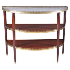 French, Empire Demi-Lune Dessert Console with Galleried Marble Top