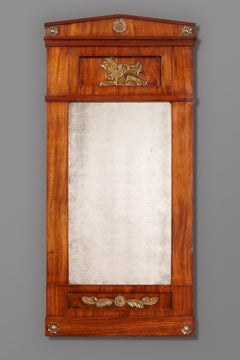 French Empire Mahogany and Brass Mounted Pier Mirror