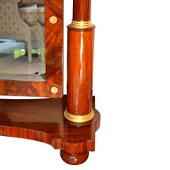 French Empire Mahogany and Gilded Bronze Cheval Mirror