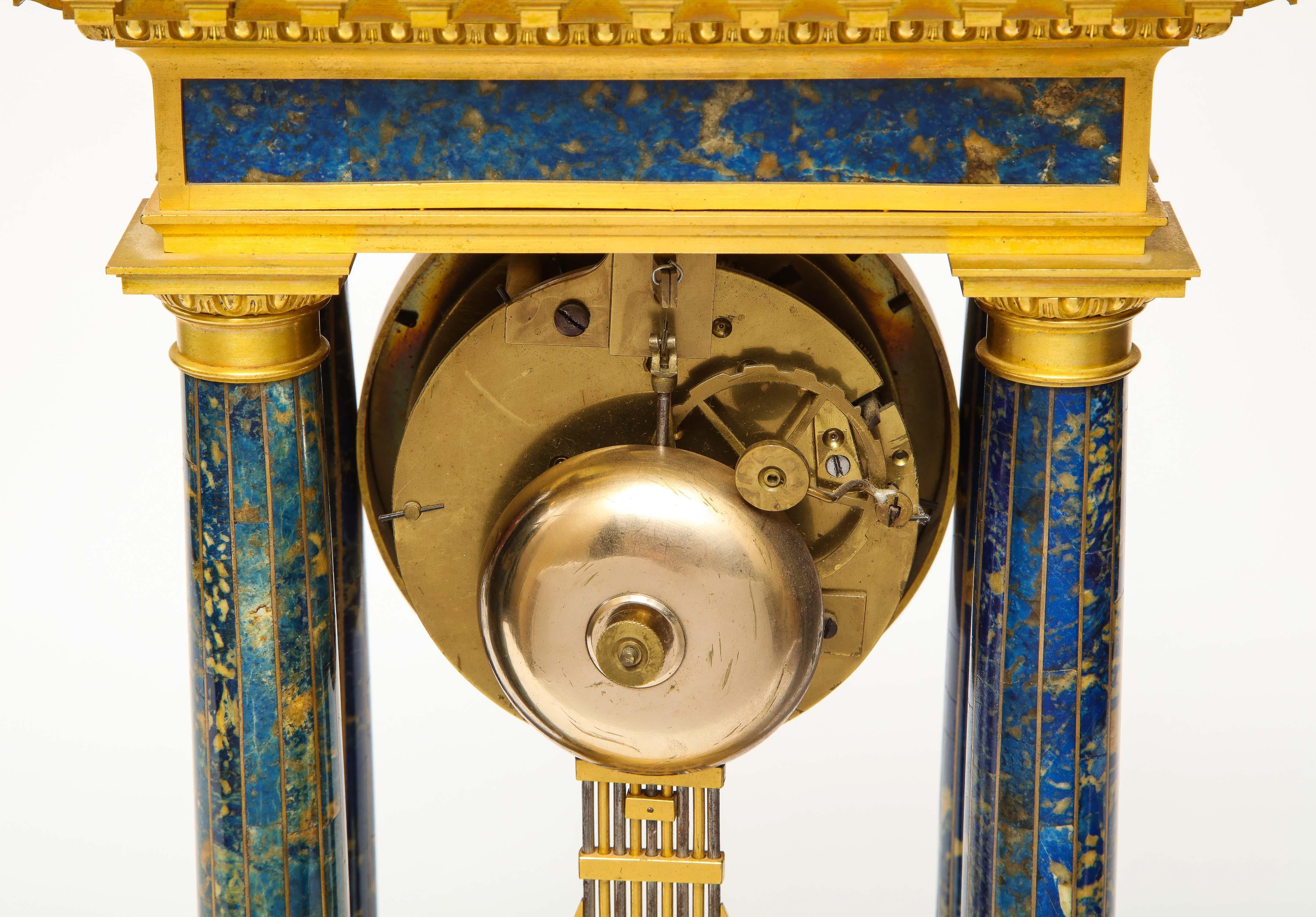 French Empire Ormolu and Lapis Lazuli Mantle Clock, circa 1860 4