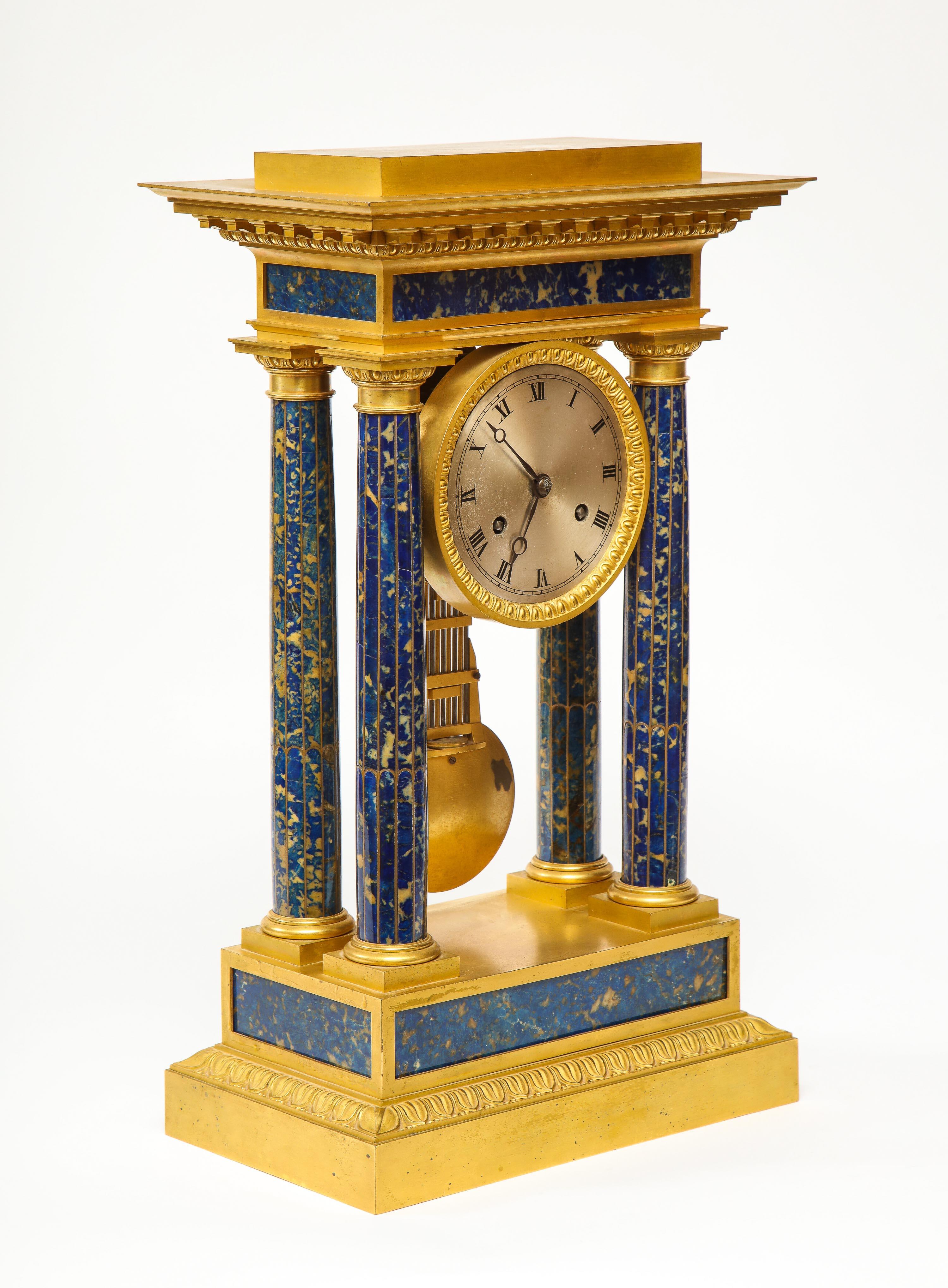 French Empire Ormolu and Lapis Lazuli Mantle Clock, circa 1860 8