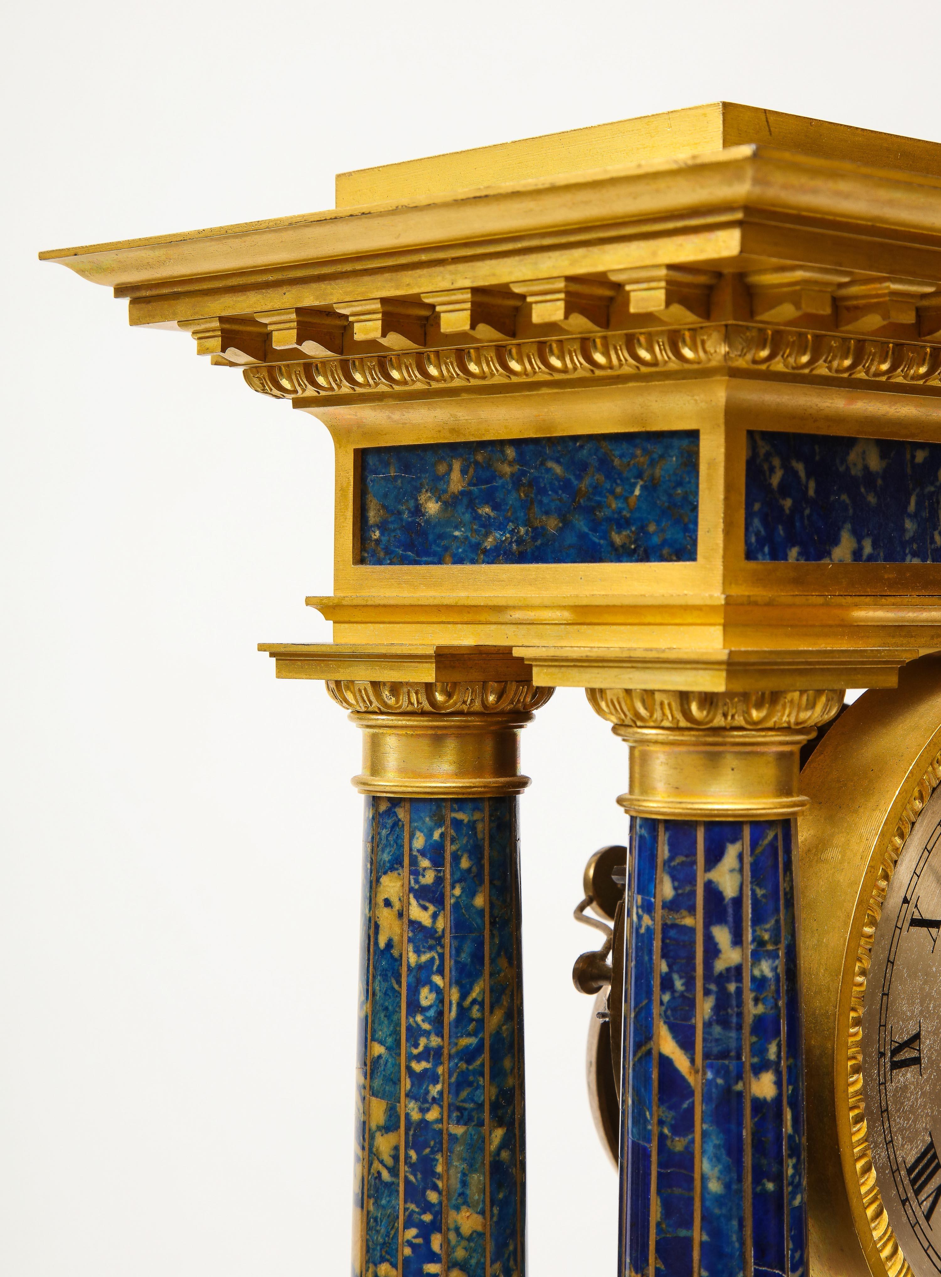 French Empire Ormolu and Lapis Lazuli Mantle Clock, circa 1860 9