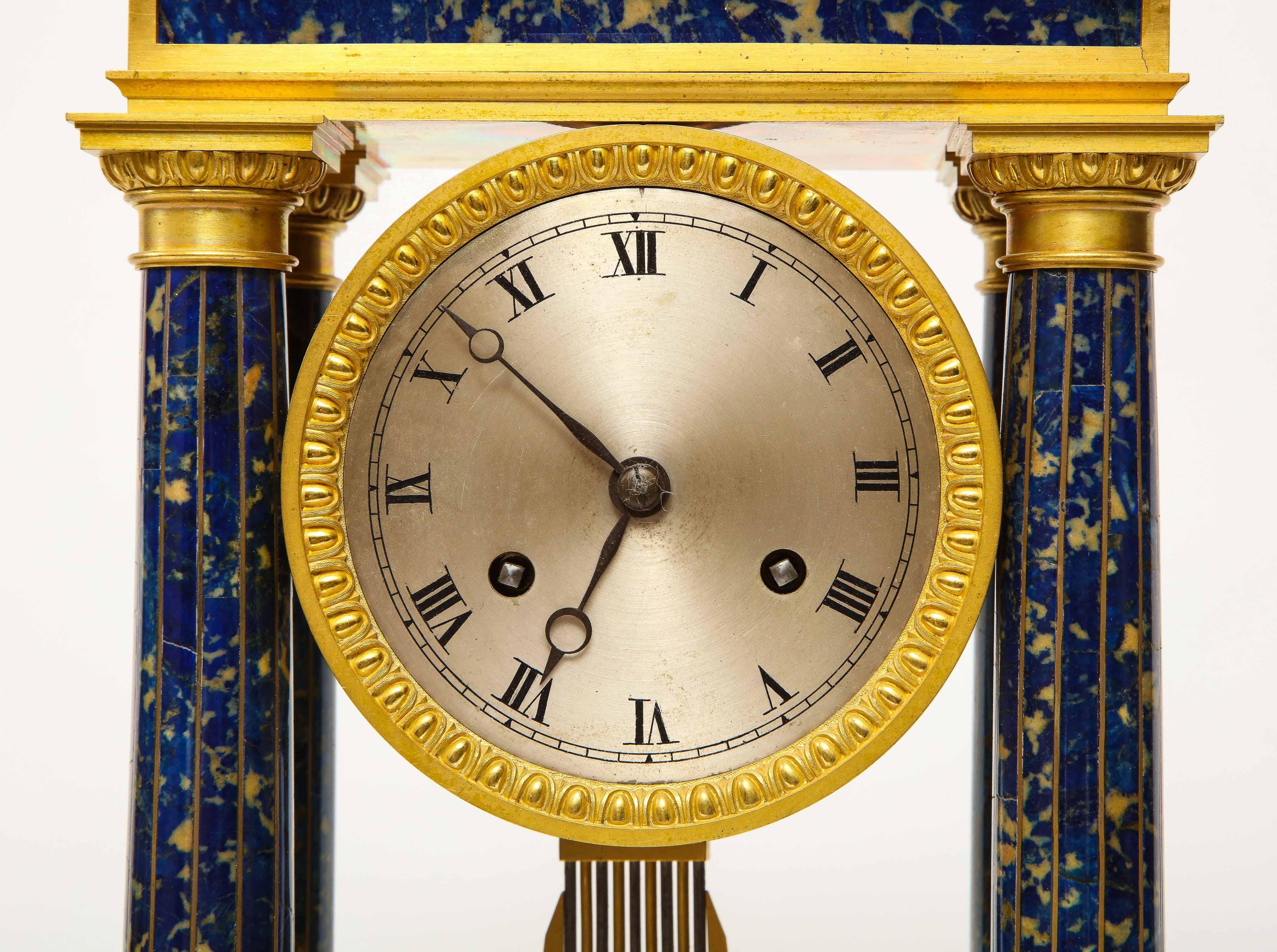 French Empire Ormolu and Lapis Lazuli Mantle Clock, circa 1860 In Good Condition In New York, NY