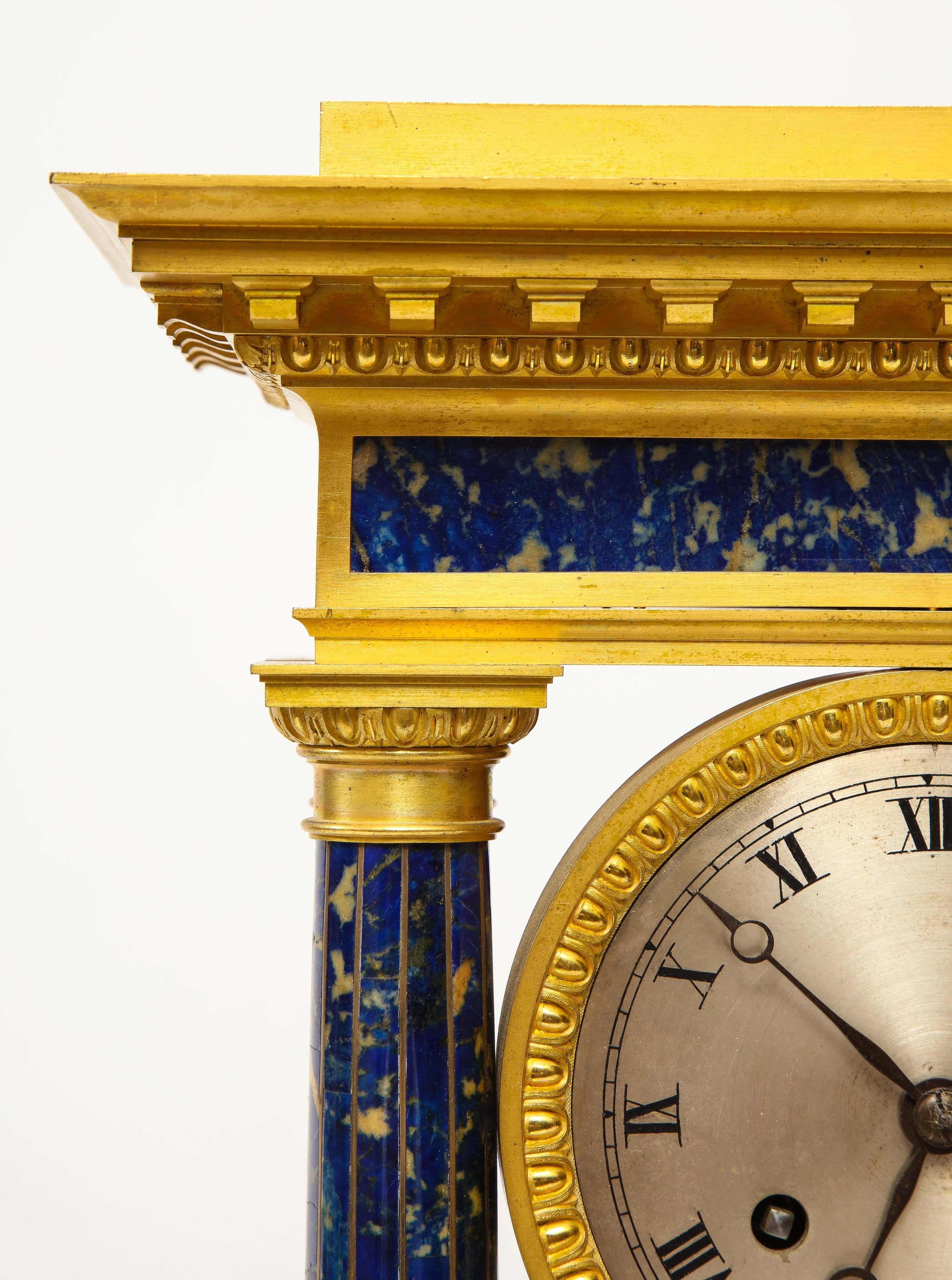 19th Century French Empire Ormolu and Lapis Lazuli Mantle Clock, circa 1860