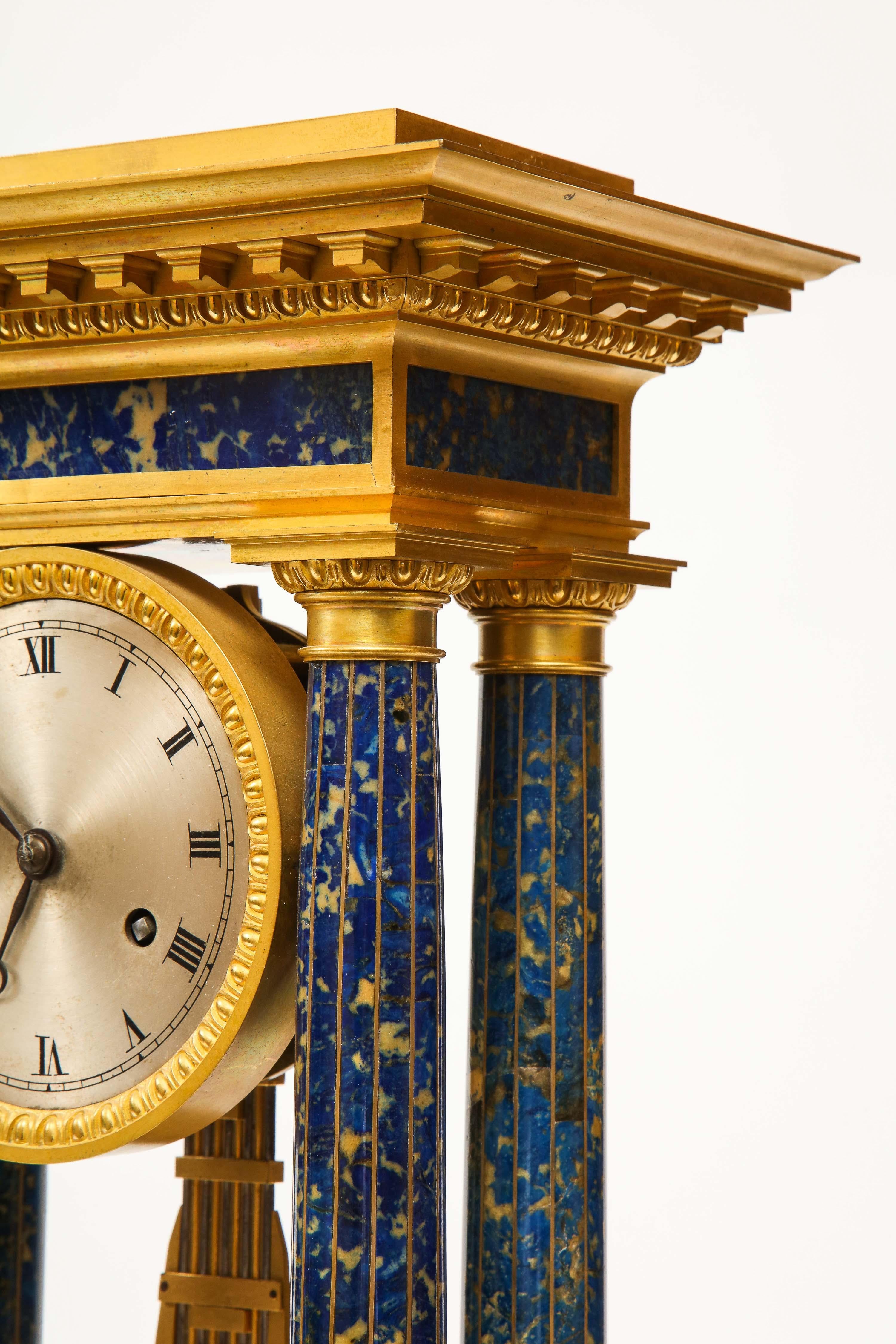 Bronze French Empire Ormolu and Lapis Lazuli Mantle Clock, circa 1860