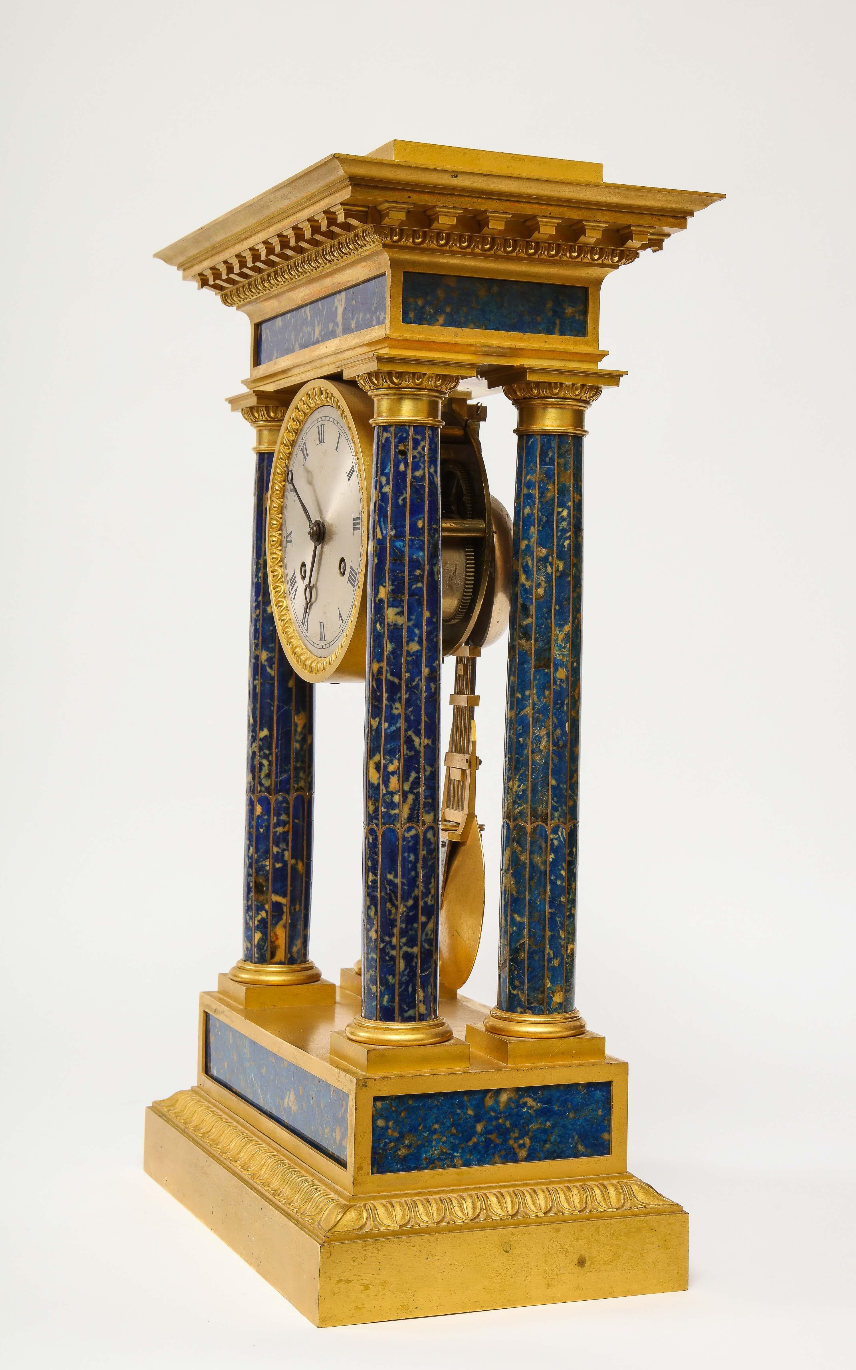 French Empire Ormolu and Lapis Lazuli Mantle Clock, circa 1860 1