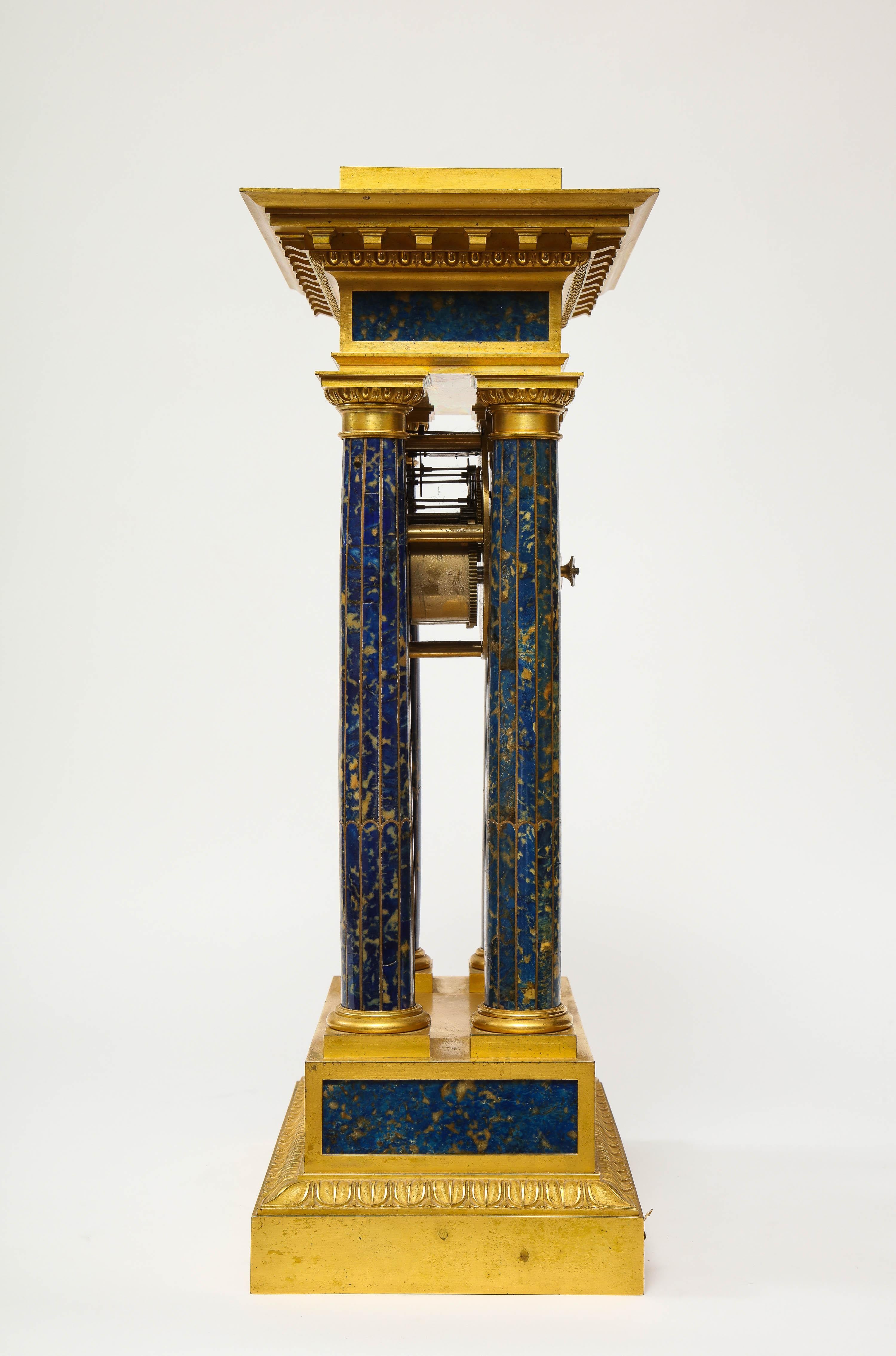 French Empire Ormolu and Lapis Lazuli Mantle Clock, circa 1860 2