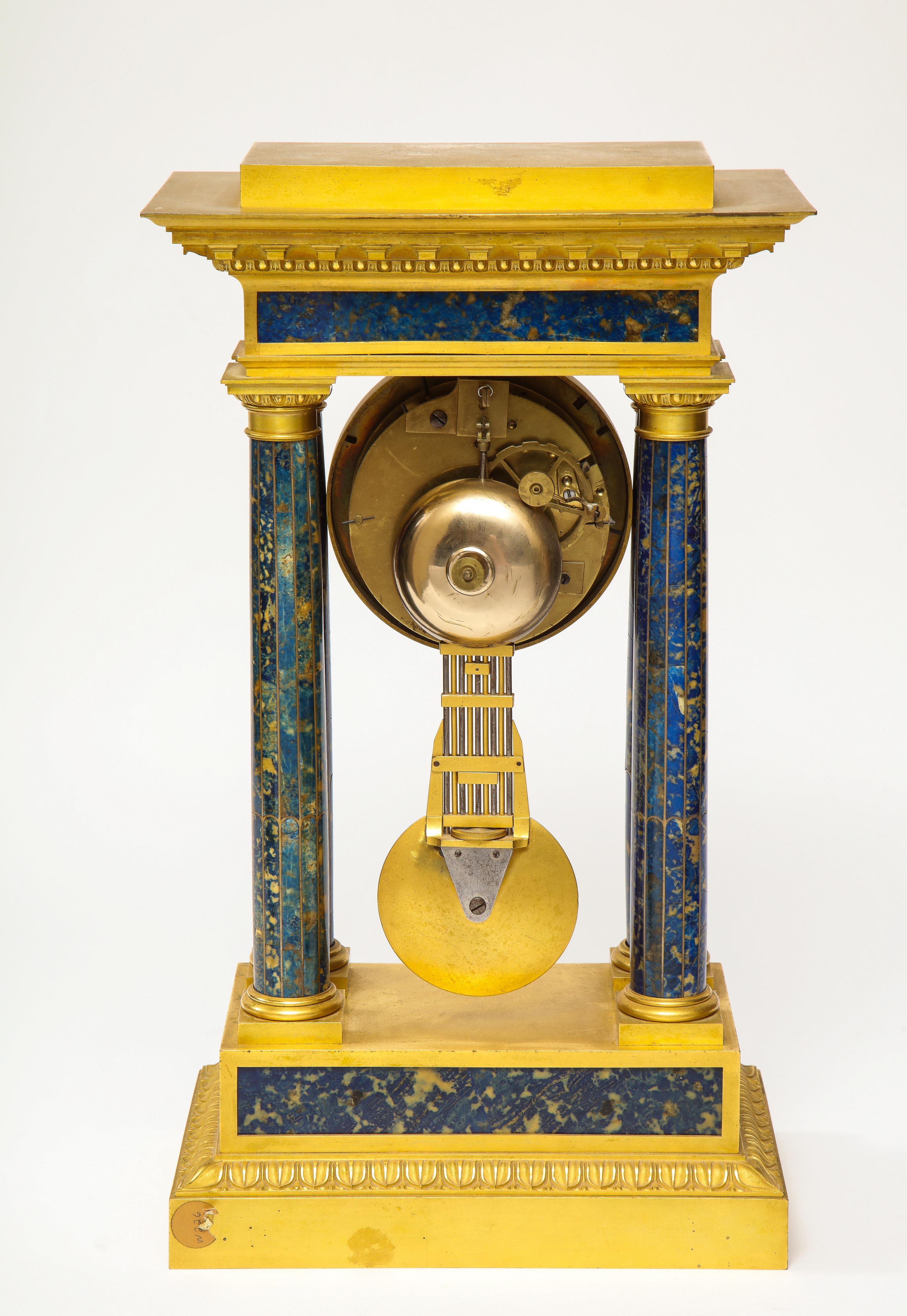 French Empire Ormolu and Lapis Lazuli Mantle Clock, circa 1860 3