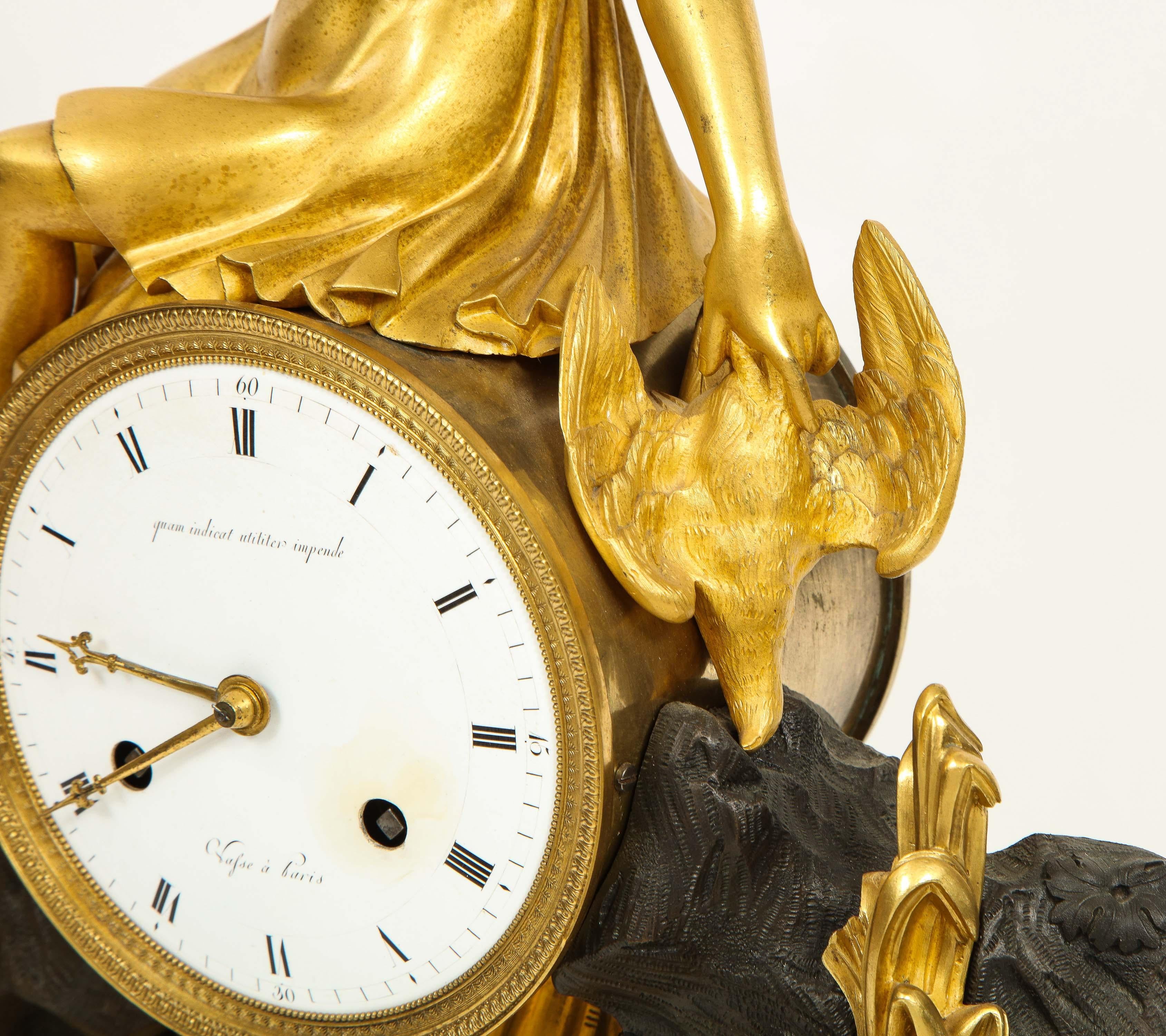 French Empire Ormolu and Patinated Bronze Clock with Huntress Diana, circa 1805 7