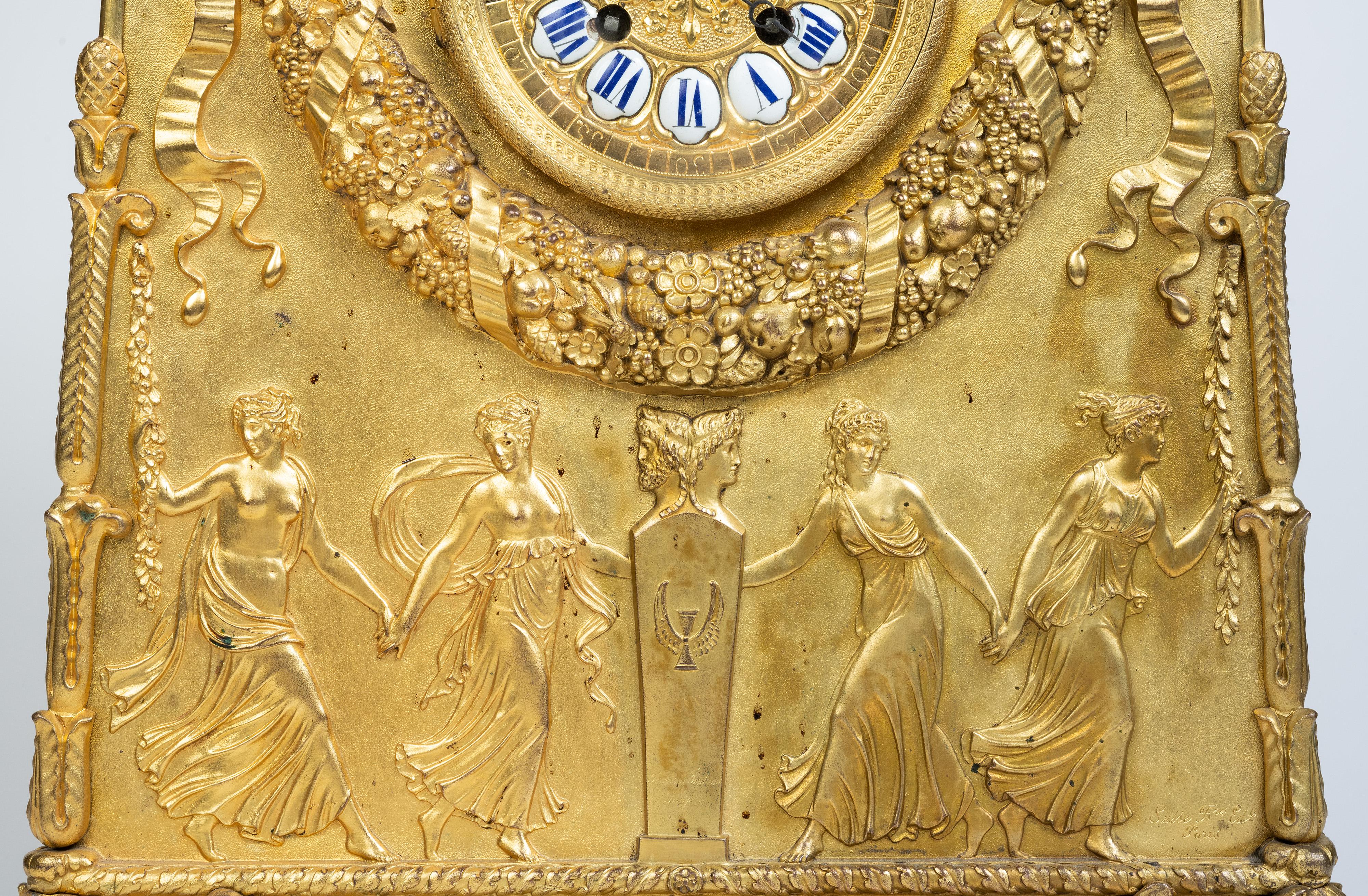 A French Empire Ormolu Bronze Mantle Clock after Percier et Fontaine 7