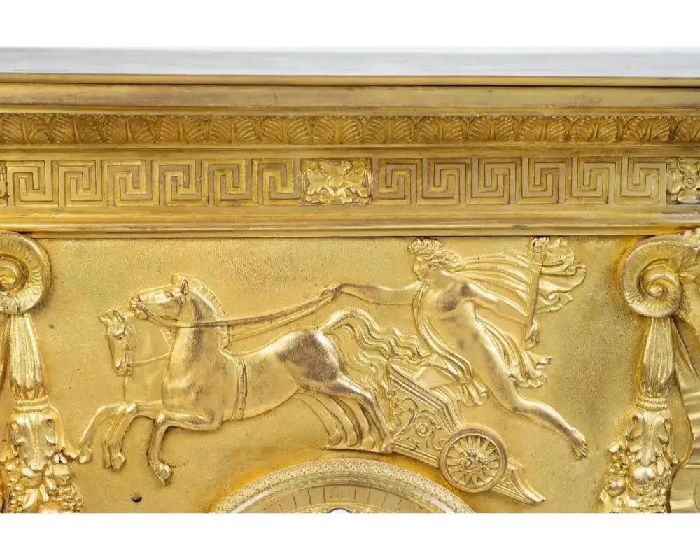 A French Empire Ormolu Bronze Mantle Clock after Percier et Fontaine For Sale 8