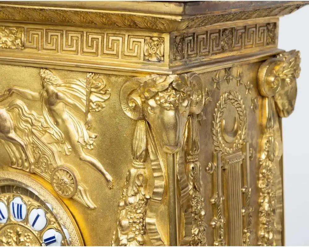 A French Empire Ormolu Bronze Mantle Clock after Percier et Fontaine For Sale 9