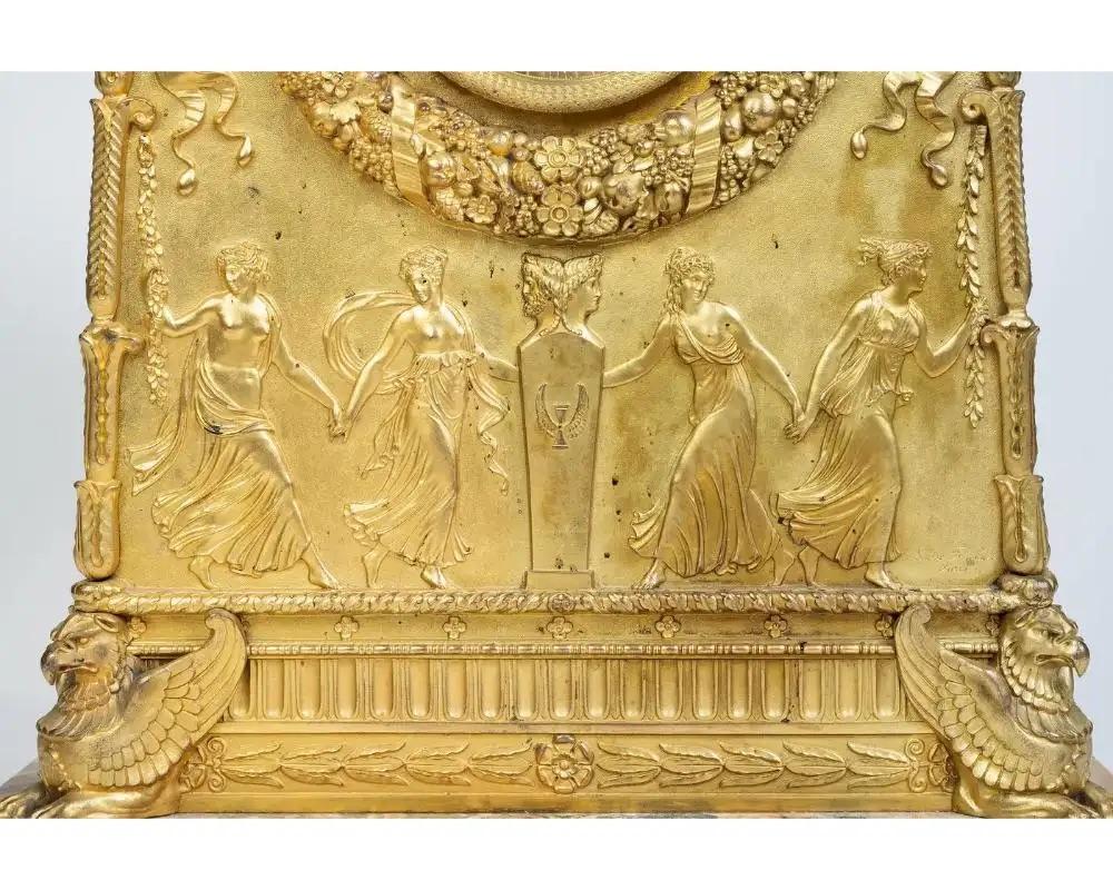 A French Empire Ormolu Bronze Mantle Clock after Percier et Fontaine For Sale 11