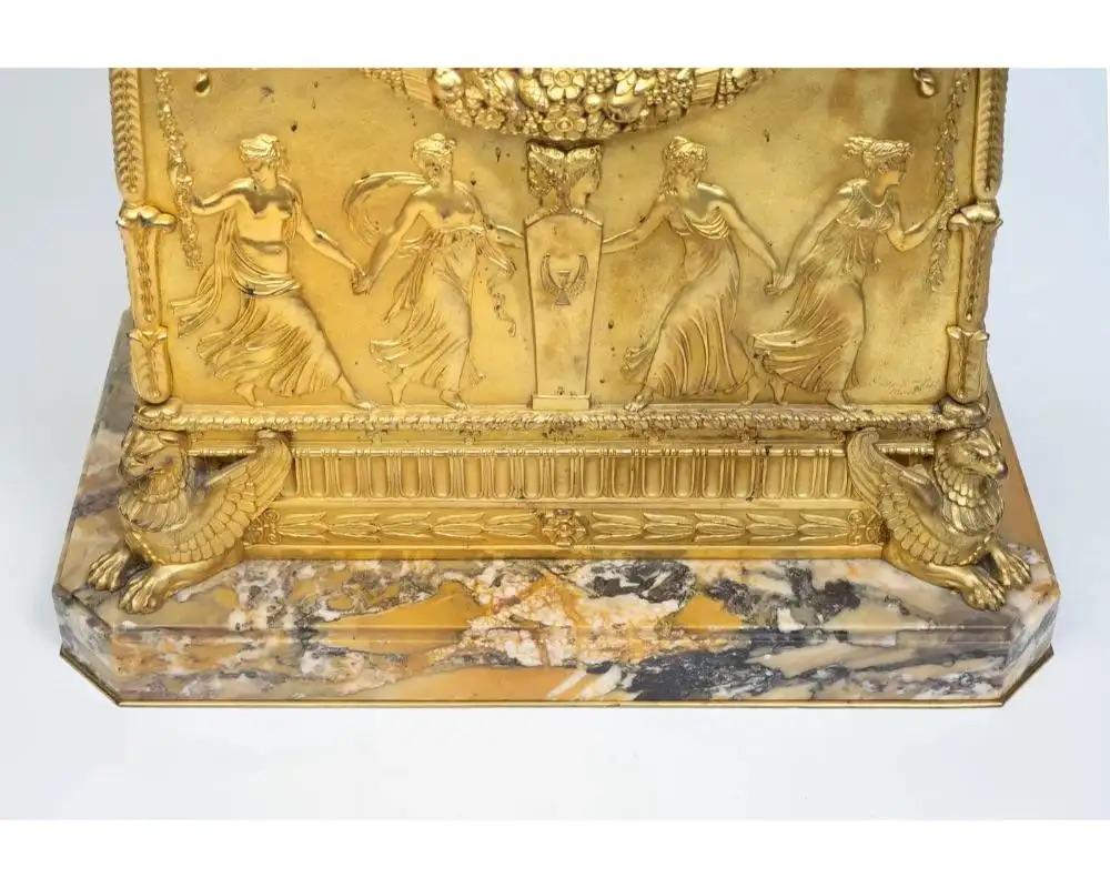 A French Empire Ormolu Bronze Mantle Clock after Percier et Fontaine For Sale 14