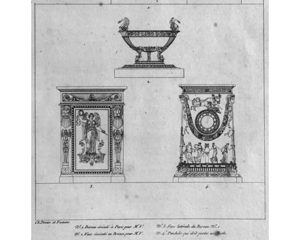 A French Empire Ormolu Bronze Mantle Clock after Percier et Fontaine 15