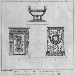 Pendule de cheminée Empire française en bronze doré d'après Percier et Fontaine