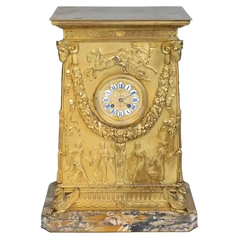 A French Empire Ormolu Bronze Mantle Clock after Percier et Fontaine For Sale